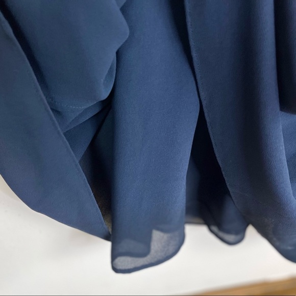 Michael Kors Navy Blue Scoop Neck Ruched Flowy Maxi Dress | Size Small - Picture 8 of 8